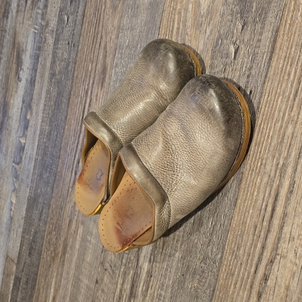 DANSKO Gray Leather Classic Slip On Clog Shoes Size 40